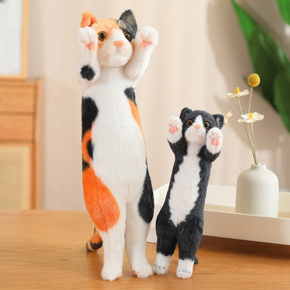 New Arrival Standing Pose Lucky Cat Plushies Kawaii Calico Cat Tabby Cat Super Cute Little Kitten Plush Toy Girl Boy Gift