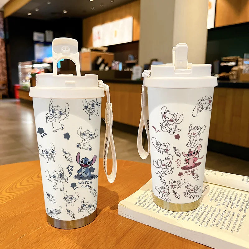 Disney Cup Anime Lilo & Stitch Water Bottle Water Cup Student Kid Anime Stitch Insulated Cup Stainless Steel Drinking Cups Gifts