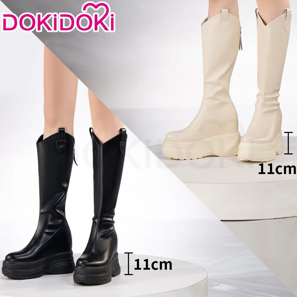 IN STOCK Women Cosplay Props 18cm Heightening Shoes DokiDoki Women Daily 12cm 11cm 18cm 22cm Black White Boots Shoes Halloween