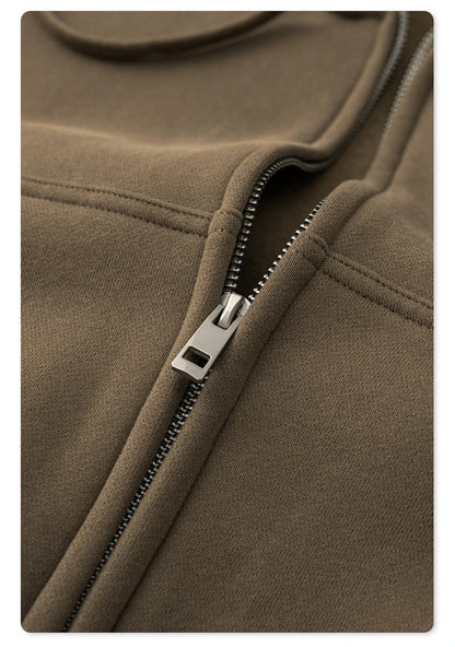 ZODF 2024 Winter Women Zipper Crop Hoodies Female Girls Solid 345gsm Warm Fleece Short Hooded Zip-Up Coat HY0911