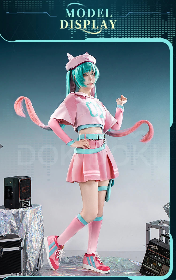 IN STOCK MIKUU Cosplay Costume【XS-2XL】DokiDoki-R Mikku Cosplay Women Cute Pink Short Dress Mikuu Plus Size