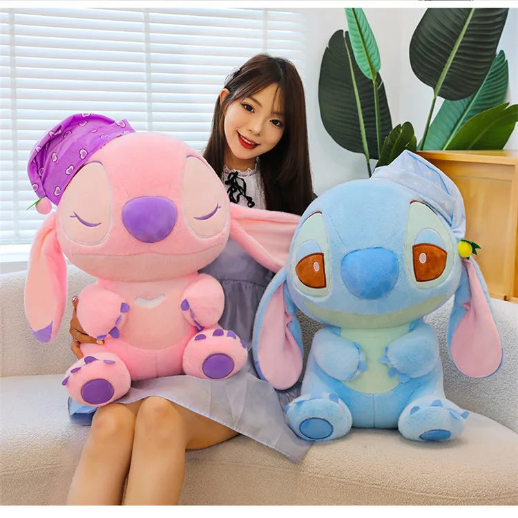 80cm Large Big Size Disney Stitch Sleeping Cute Anime Plush Stuffed Doll Room Plushies Pillow Ornaments Children's Holiday Gifts