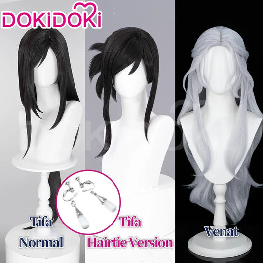 IN STOCK Tifa Lockhart Venat Wig Game FF Cosplay DokiDoki Long Black Hair Tifa Venat Cosplay Ear Clips ReMark