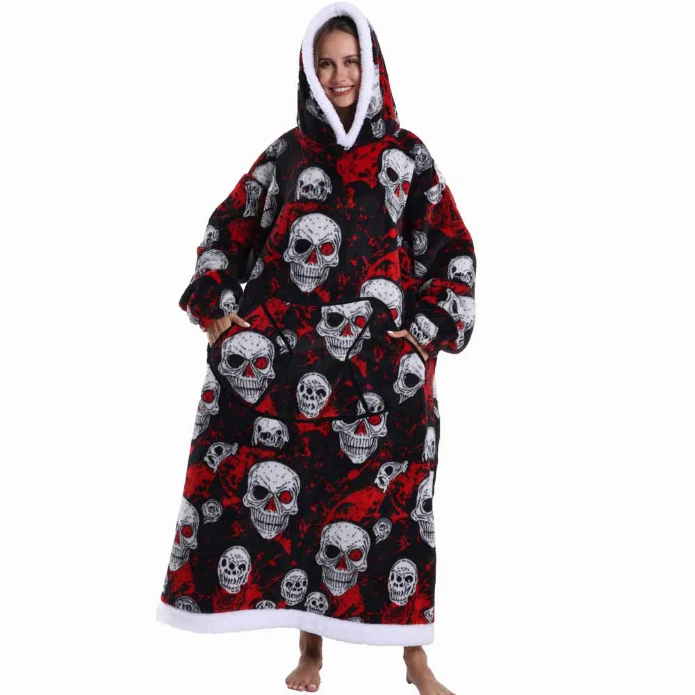 Woman Towel Robe Home Clothes Long Winter Warm Thick Bathrobe Soft Fluffy Pullovers Man Loungewear Pjs Oversized Hoodie Blanket