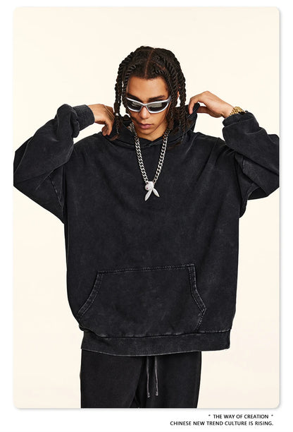 ZODF Retro Autumn Winter Washed Cotton Hoodies Unisex Loose 380gsm Knitted Sport Hooded Pullovers Brand Clothes HY0884