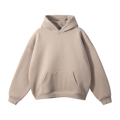 ZODF New Thick 350gsm Fleece Hooded Hoodies For Men Unisex Winter Oversized Loose Basic Solid Sweatshirts Pullovers Coats HY0631
