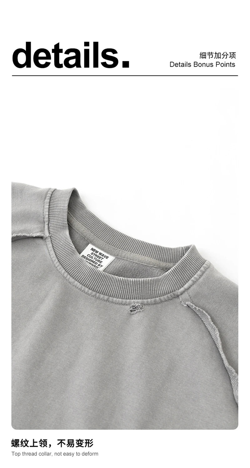 ZODF 2025 Men Summer Heavy Weight Washed 330gsm Cotton T-shirt Unisex High Street Distressed Holes Oversized T Shirts Tee HY0984