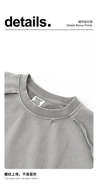 ZODF 2025 Men Summer Heavy Weight Washed 330gsm Cotton T-shirt Unisex High Street Distressed Holes Oversized T Shirts Tee HY0984