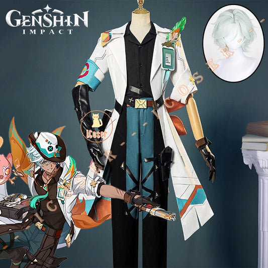 Genshin Impact Ifa Cosplay Costume Wig Uniform Hat Tlalocan Flower-Feather Clan Natlan Halloween Party for Women Men Carnival