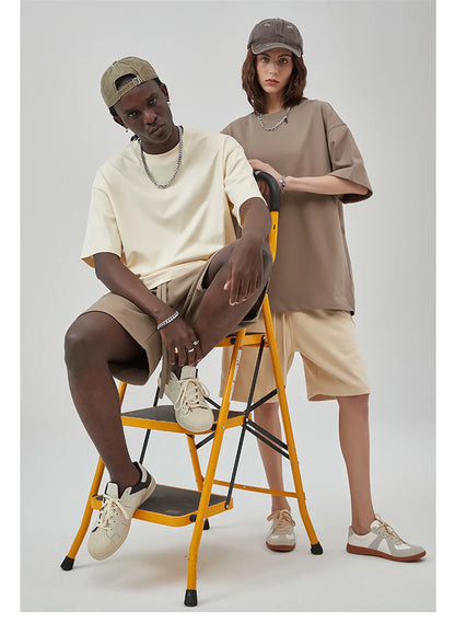 ZODF Summer Men 100% Cotton Solid Oversized Heavyweight 305gsm No-Shrink T-Shirt HY0165