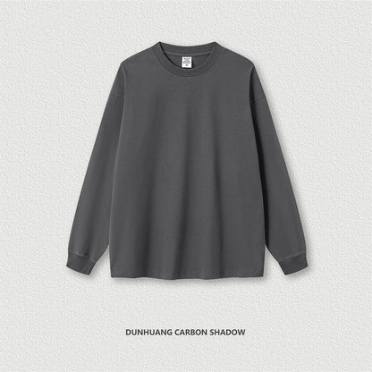 ZODF New 2024 Autumn 225gsm Loose Solid T-Shirt For Men Retro Unisex Antibacterial Full Sleeve T Shirts Brand Tops HY0871