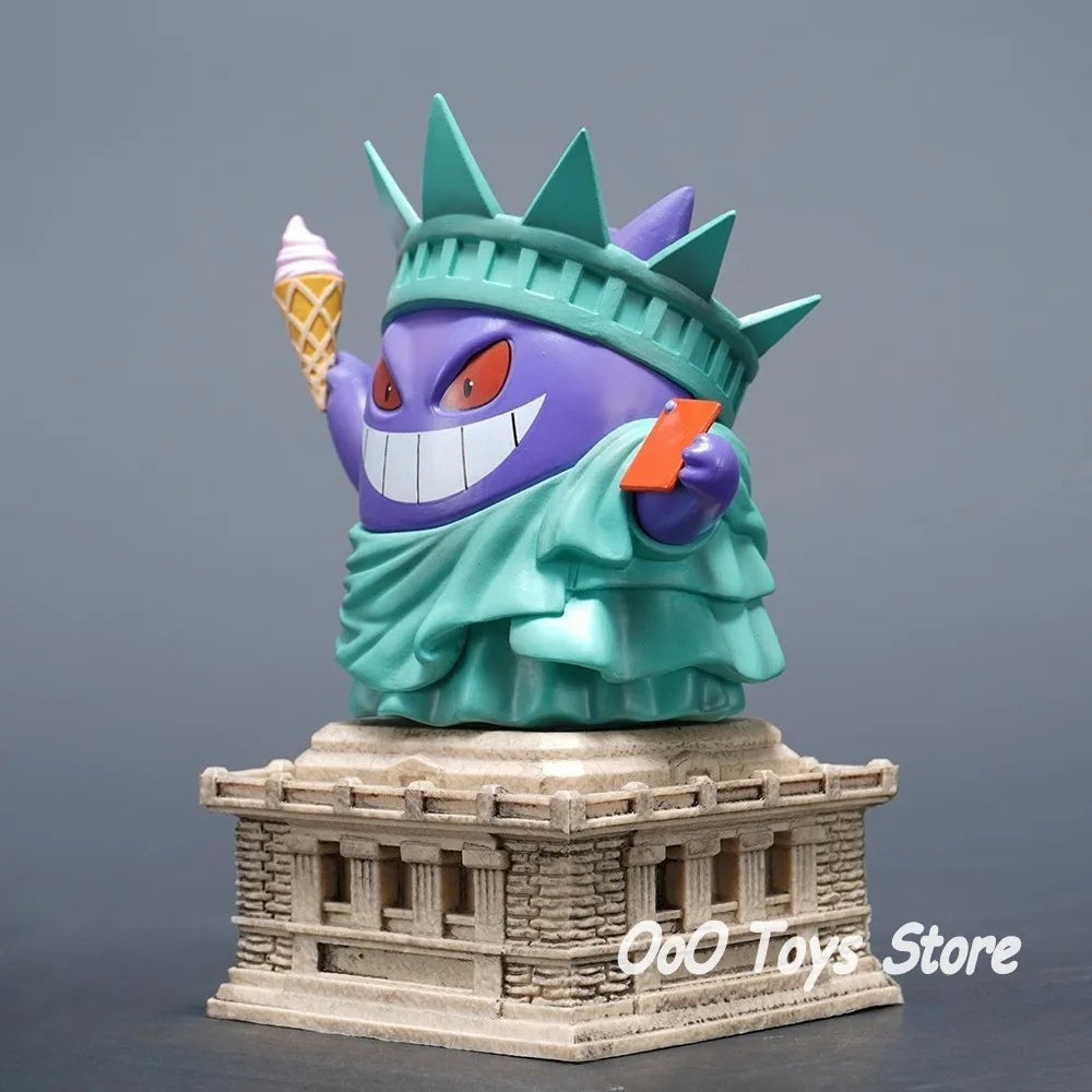 14cm Pokemon Gengar PVC Figure Anime Cosplay Statue of Liberty Model Collectible Toy Christmas Gift
