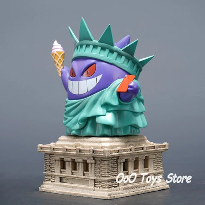 14cm Pokemon Gengar PVC Figure Anime Cosplay Statue of Liberty Model Collectible Toy Christmas Gift
