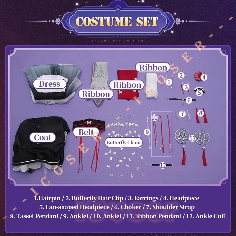 Honkai Star Rail Kafka Cosplay Costume Wig Uniform Headwear Stellaron Hunters Astral Express Halloween Party Women Grils Props