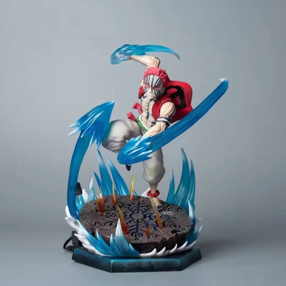 Demon Slayer Anime Agatsuma Zenitsu Figure Akaza Hakuji Figurine With Light Gk Statue Model Collection Room Decora Desk Toy Gift