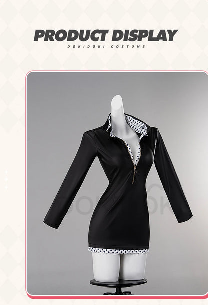 Nicoo Robinn Cosplay Costume Anime Cosplay DokiDoki-N Miss Allsundayy Women Sexy Blue Dots Black Dress Nicoo Robinn Cosplay