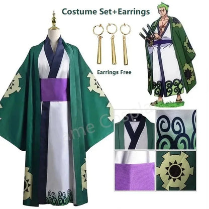 One Piece Roronoa Zoro Kimono Costume Unisex Polyester Set - Only / S / ONE PIECE