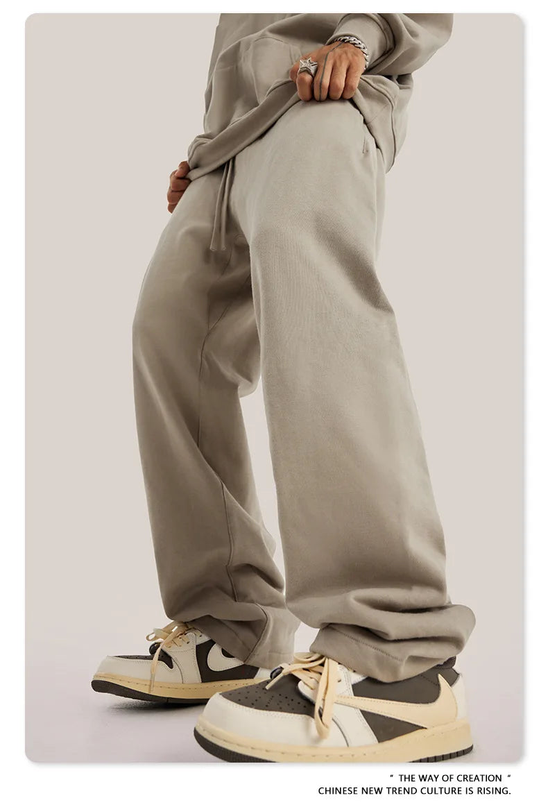 ZODF New 2025 Autumn Men's 445GSM Sweatpants Unisex High Street Soft Knitted Straight Pants Brand Streetwears Tracksuits HY0382