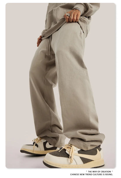 ZODF New 2025 Autumn Men's 445GSM Sweatpants Unisex High Street Soft Knitted Straight Pants Brand Streetwears Tracksuits HY0382