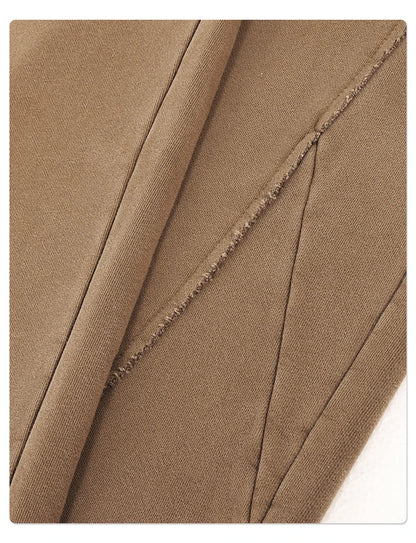 ZODF Retro Autumn Washed Loose Edge 430gsm Cotton Pants For Man Unisex Distressed Old Money Straight Patchwork Trousers HY1105