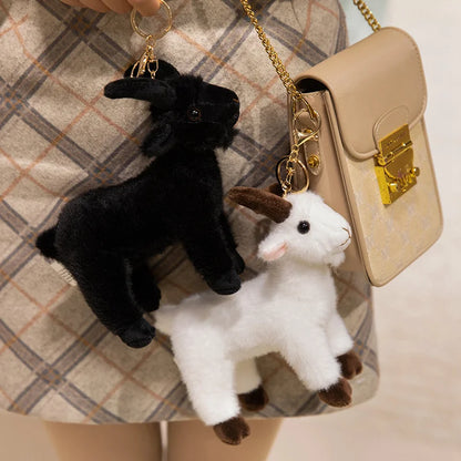 Cute Goat Plush Toy Bag Pendant Keychain Accessories Kawaii Sheep Cartoon Stuffed Animal Doll Kid Birthday Xmas Gift