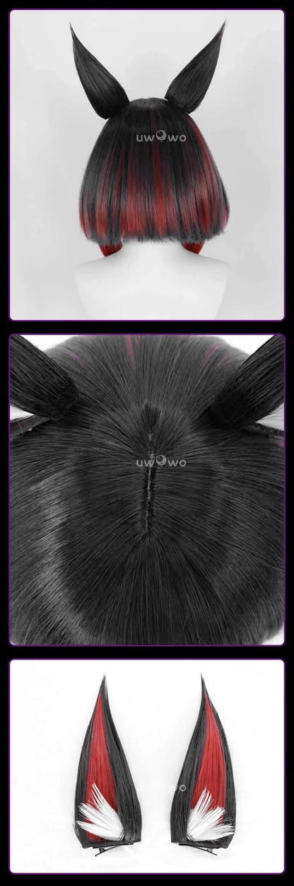 UWOWO Ahri Wig Game League of Legends/LOL: Ahri After Hours Mythic Variant Cosplay Wig With Ears ShortBlack Wig Halloween Wig