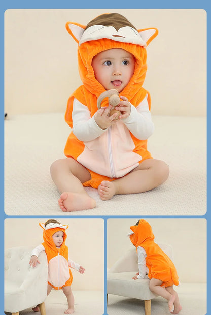Baby Boy Romper 0 to 3 6 9 12 18 24 Months One Piece Hooded Baby Fall Outfit Newborn Girl Clothes Funny Yellow Jumpsuit Pajamas