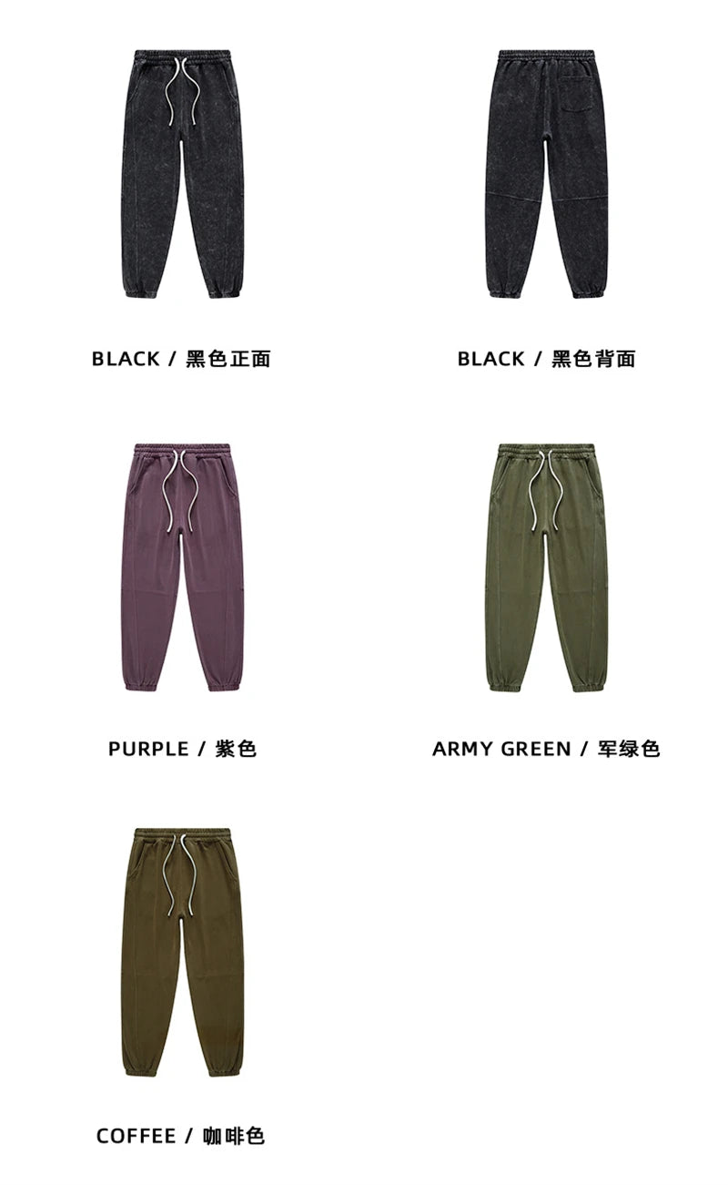 ZODF New Autumn Winter Batik Washed Cotton Sweatpants For Men Unisex Distressed Patchwork Loose 420gsm Sport Jogger Pants HY0724