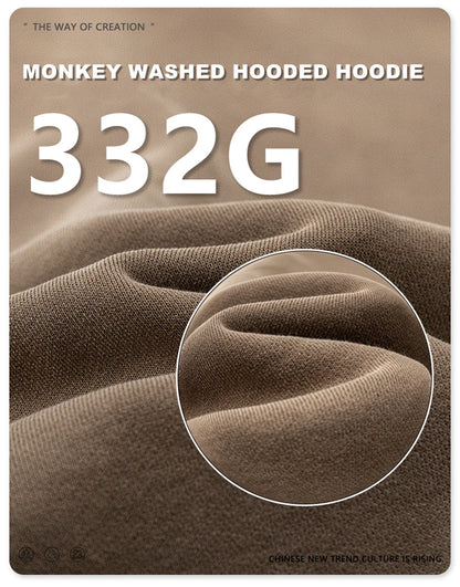 ZODF Autumn Winter Monkey Washed Fleece Hoodies For Men Unisex Basic 360gsm Warm Knitted Hooded Pullovers Coats HY0903