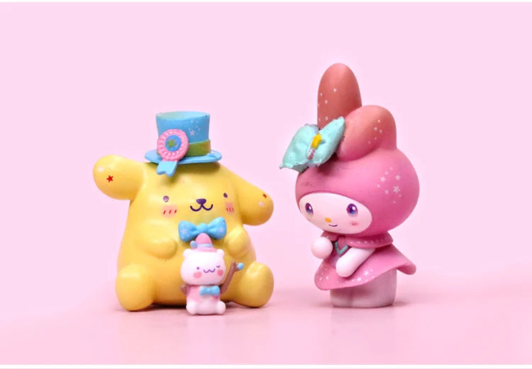 6Pcs/Set Sanrio Toys My Melody Kuromi Anime Figures Cinnamoroll Kawaii Doll Cute Action figure Christmas Gifts for Children
