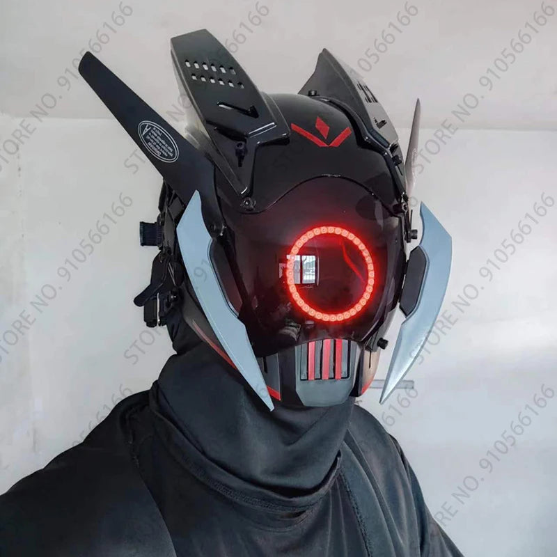 Cyberpunk App Mask Light Up Rolling Subtitles Screen Mask Cos Mech Technology Sense Mobile Phone Control Helmet Role Play