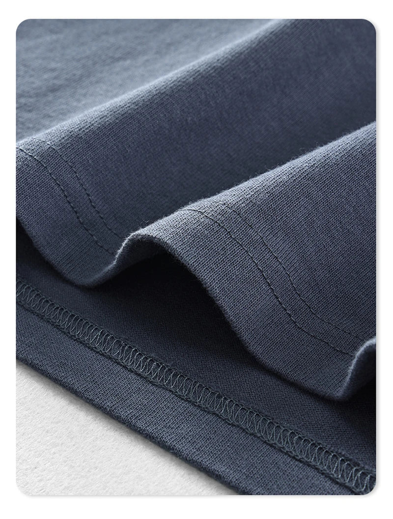 ZODF Retro Autumn Full Sleeve Washed 100% Cotton T-Shirts For Men Unisex Solid Casual Loose 310gsm Tee Brand Tops HY0405