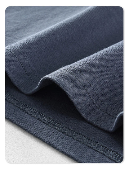 ZODF Retro Autumn Full Sleeve Washed 100% Cotton T-Shirts For Men Unisex Solid Casual Loose 310gsm Tee Brand Tops HY0405