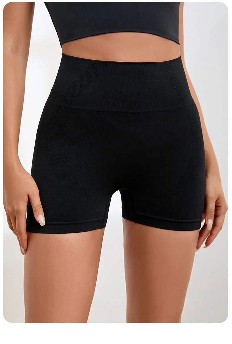 Women Seamless Yoga Shorts Tummy Control Push Up Quick Dry Fitness Gym Cycling Sportwear