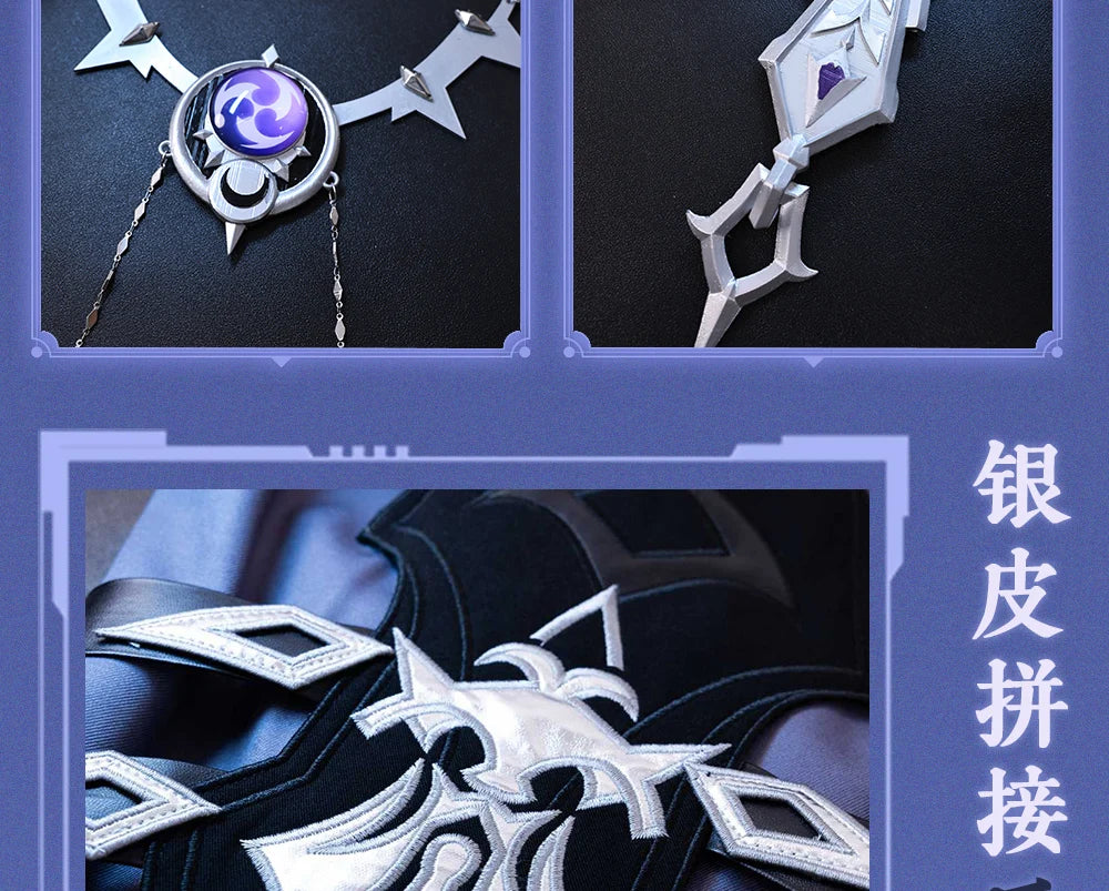 Genshin Impact Kyryll Chudomirovich Flins Cosplay Costume Wig Uniform Cloak Carnival Halloween Party for Women Men Props iCoser