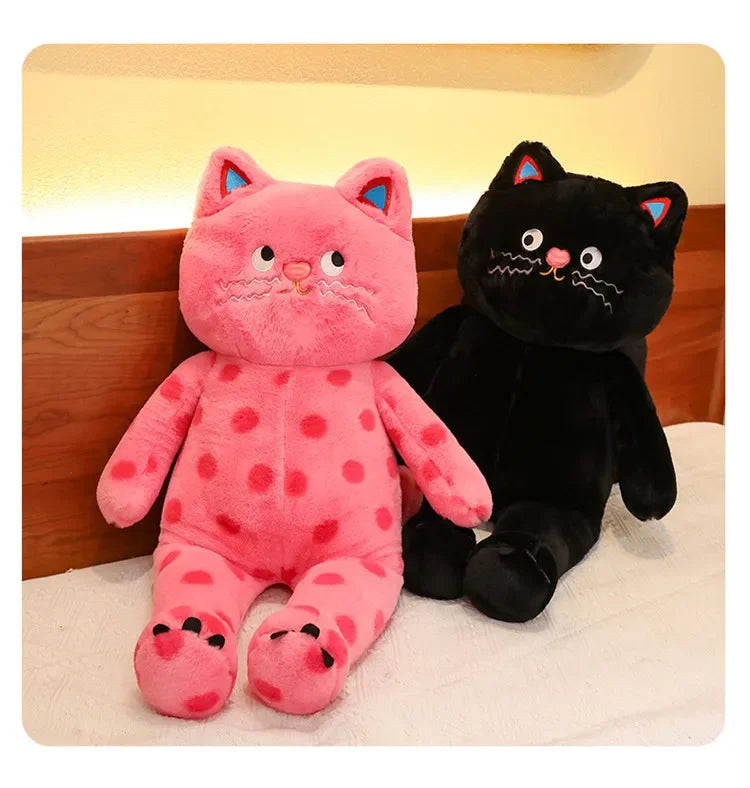 Cute Polka Dot Cat Plushie Doll Internet Famous Plush Toy Cat Doll Pillow Cushion for Girls Sleeping Gift Charming Skin-Friendly