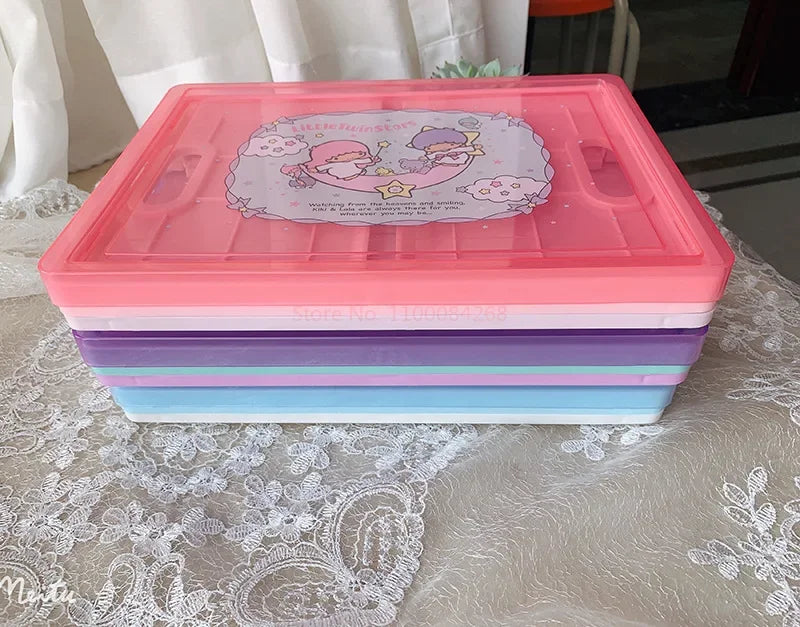 New Sanrio Japanese Cartoon Melody Coolomey Foldable Cosmetic Storage Box Plastic Cover Dust Proof Desktop Cover Sorting Box