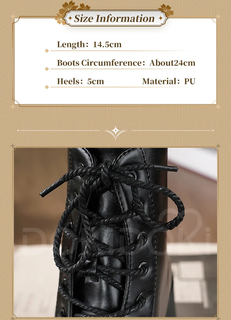 Women Men Cosplay Shoes Daily Boots DokiDoki Black 5cm Flat Bottom Shoes Cosplay Props