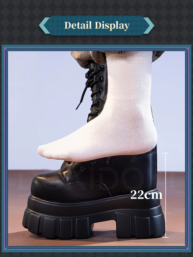 IN STOCK Women Cosplay Props 18cm Heightening Shoes DokiDoki Women Daily 12cm 11cm 18cm 22cm Black White Boots Shoes Halloween