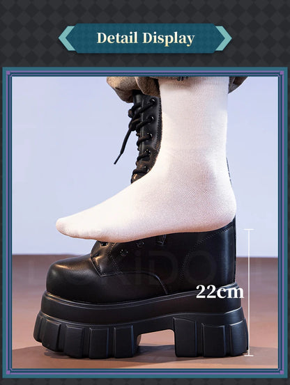 IN STOCK Women Cosplay Props 18cm Heightening Shoes DokiDoki Women Daily 12cm 11cm 18cm 22cm Black White Boots Shoes Halloween