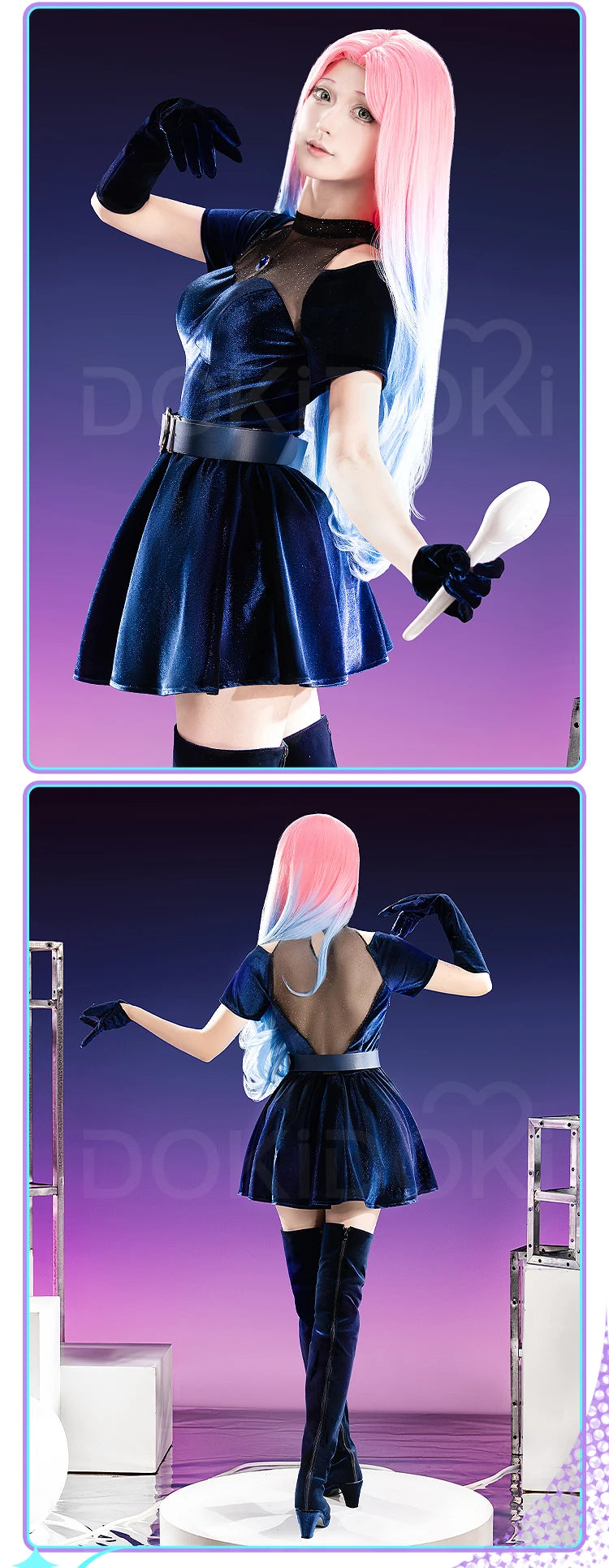 IN STOCK Mizi Cosplay Costume Anime Cosplay【S-3XL】Alien Stage DokiDoki-R Stage Costume Mizi Dress Cosplay Tattoo Plus Size