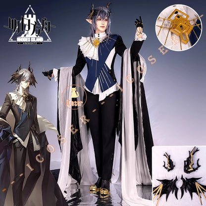Arknights Aefanyl Logos Cosplay Costume Wig Uniform Earrings Radiant Serenity Ambience Synesthesia Halloween Party for Women Men