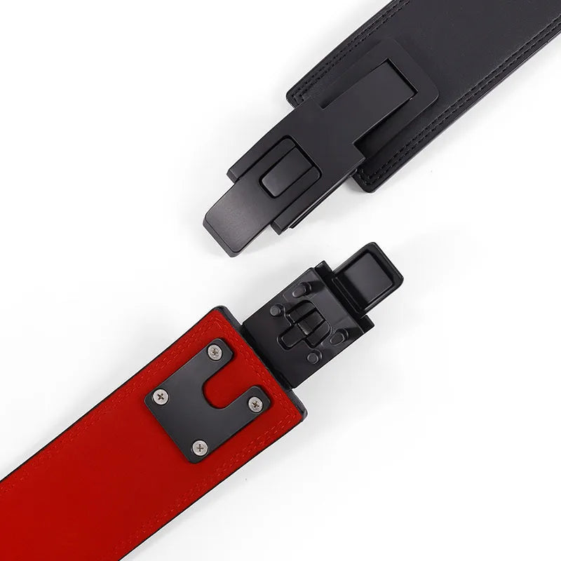 Weightlifting Belt Cowhide Leather Lever Buckle Waist Support for Powerlifting Squat Deadlift Gym Training