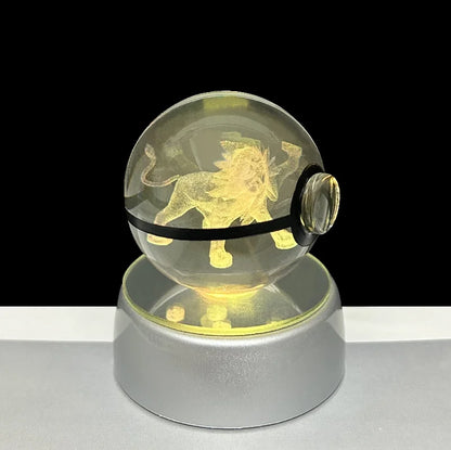 Pokemon 3D Crystal Ball Glastrier Charizard Eternatus Froakie Anime Game Pokeball Led Night Light Base Birthday Gift Home Decora