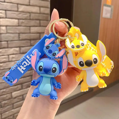 Wholesale Anime Disney Keychain Mickey Mouse Minnie Lilo & Stitch Cartoon Keyring Key Chain Car Pendant Kids Toys Gift