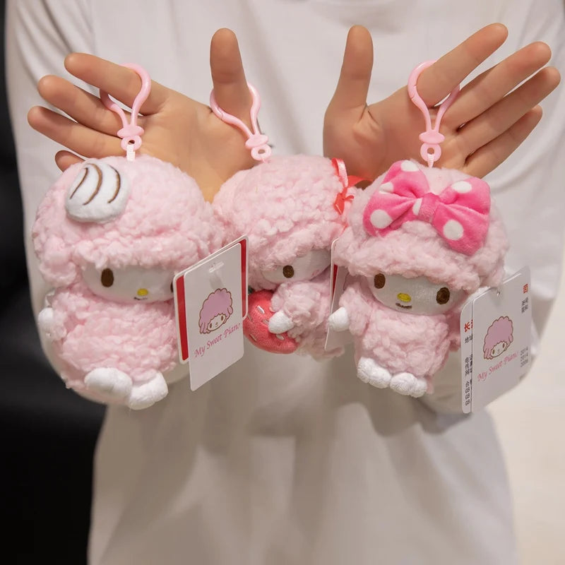 Sanrio Piano Plush Doll Bag Pendant Cute Sheep Toy Genuine Cartoon Anime Coin Purse Keyrchain Kids Birthday Xmas Gifts