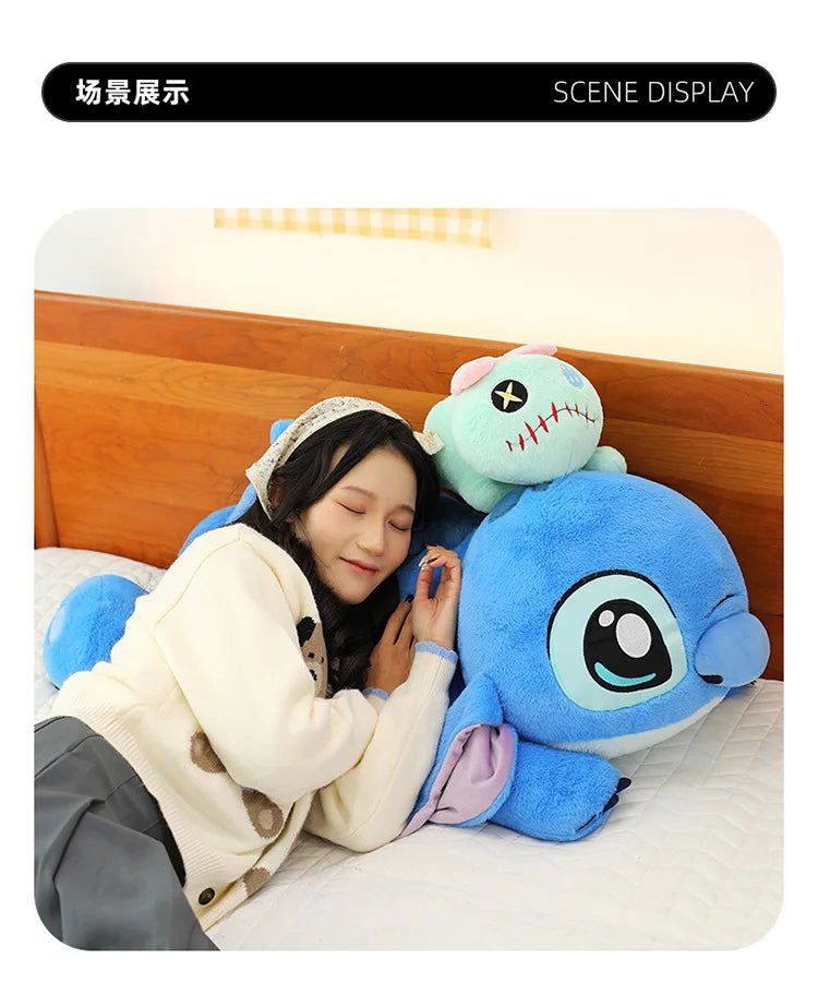 60/80/100cm Big Size Stitch Disney Anime Plush Stuffed Doll Kawaii Room Decoration Plushies Children's Pillow Holiday Gift