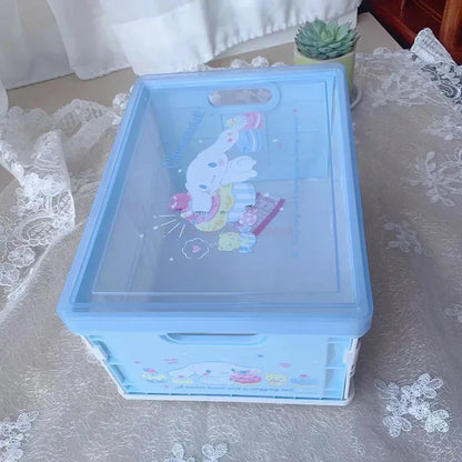 New Sanrio Japanese Cartoon Melody Coolomey Foldable Cosmetic Storage Box Plastic Cover Dust Proof Desktop Cover Sorting Box