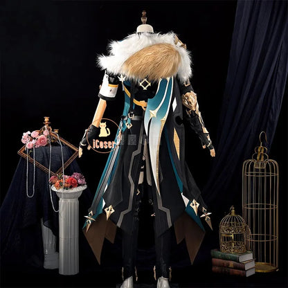 Genshin Impact Varka Cosplay Costume Wig Uniform Knights of Favonius Mondstadt Halloween Party Women Men Girls Role Play Props