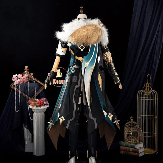 Genshin Impact Varka Cosplay Costume Wig Uniform Knights of Favonius Mondstadt Halloween Party Women Men Girls Role Play Props